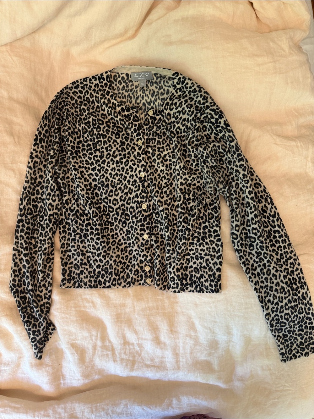 JCrew Cashmere leopard cardigan size Small